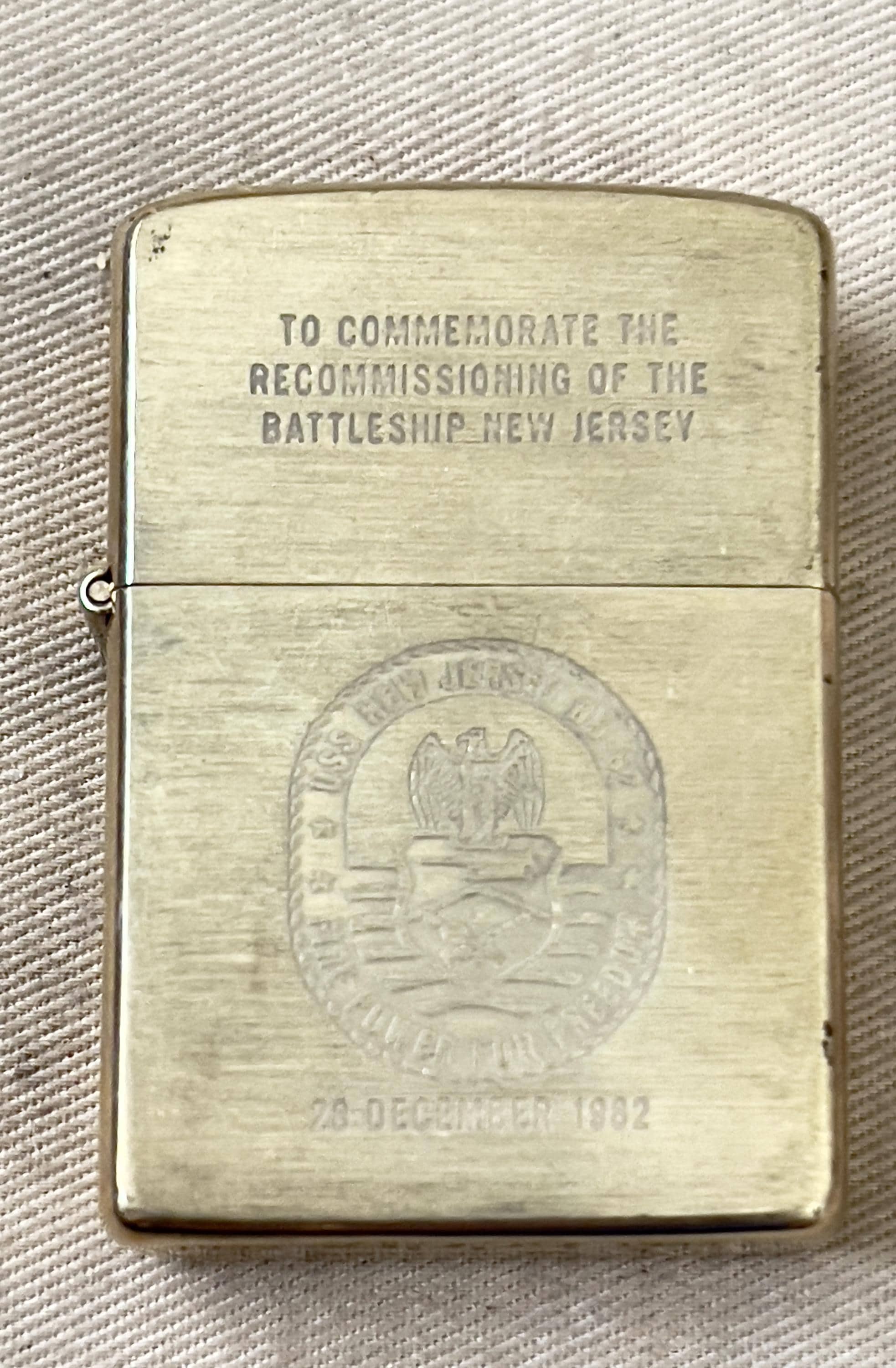 Rare Vintage 1984 Zippo Lighter — Solid Brass, USS Battleship