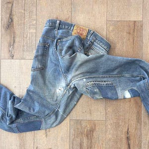 W32 L30.25 - Vintage años 90 501 - #553 Remache, Jeans Personal Indigo Medio Claro Oscuro