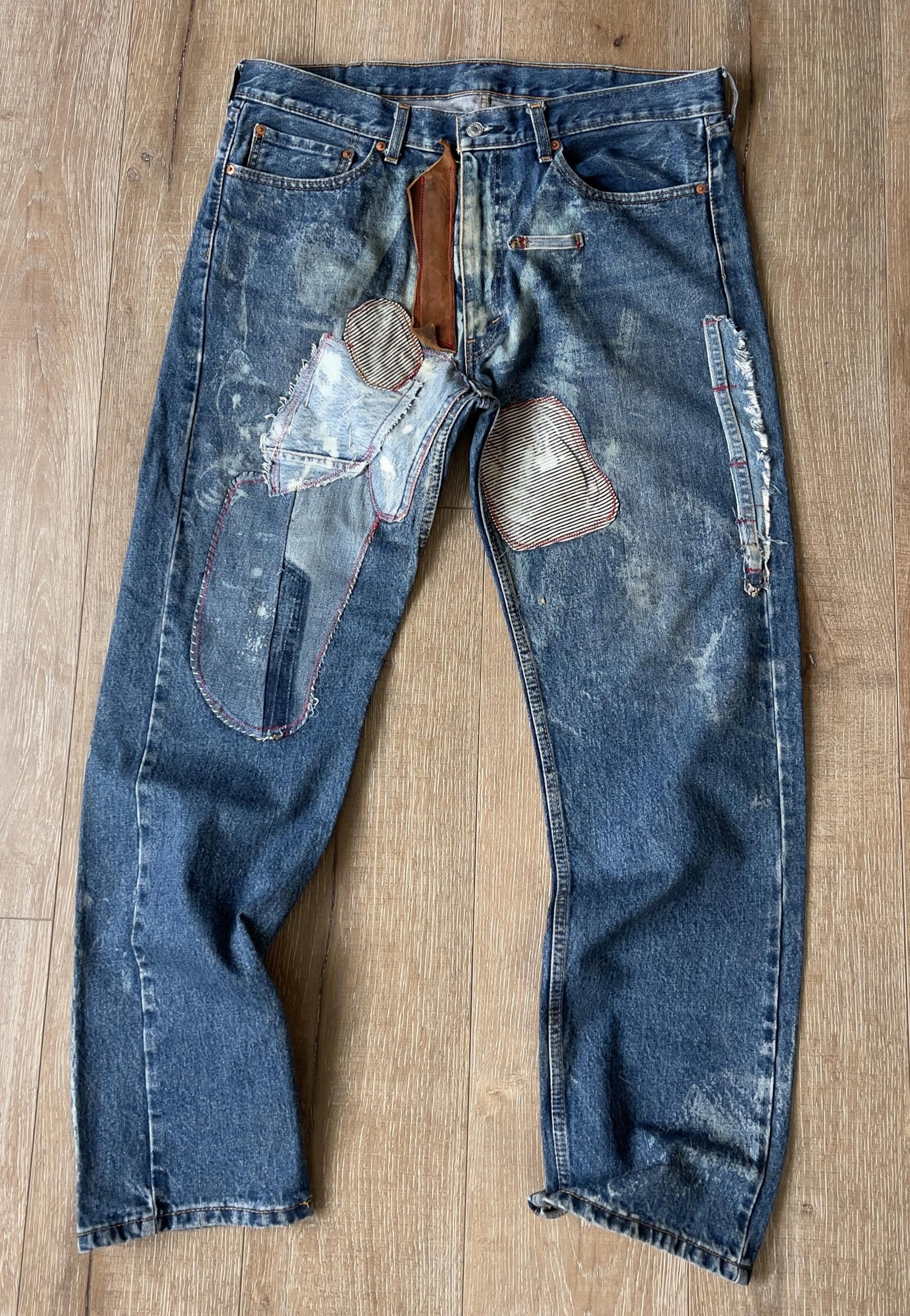 W39.5 L31 — 505 Jeans Men — Medium Dark Indigo, Denim Rework 