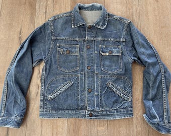Chest 38 — Vintage 50s-60s GAUCHOS Men's Jacket — Denim Rework, Selvedge, Medium-Dark Indigo, Trucker