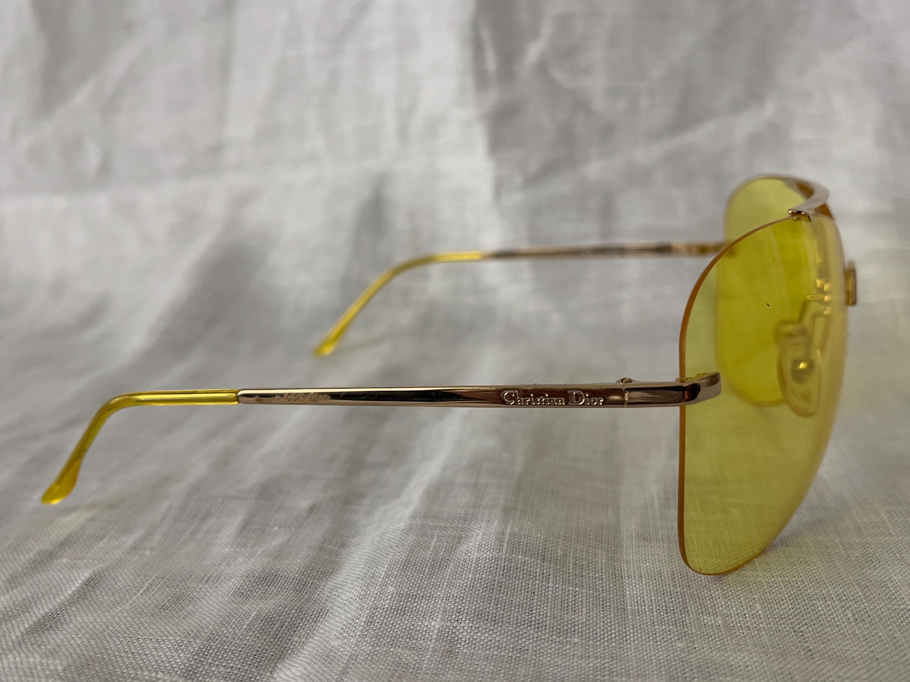 Christian Dior Aviator Sunglasses 46Z 125 Gold Yellow Tint Vintage Austria 65mm Vintage CHRISTIAN DIOR 2246 78 54mm Gold Silver Aviator  main image 4