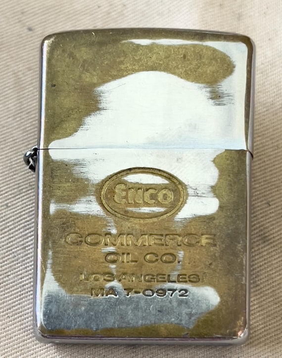 Vintage 1969 Zippo Lighter — Enco Commerce Oil, Engraved, VERY