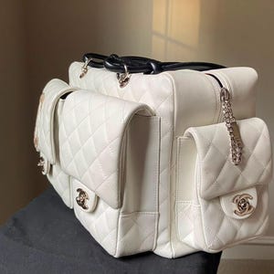 Rare Chanel Python Cambon Ligne Reporter Bag (2004-2005) - White, Single Owner