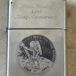 Vintage Zippo Moon Landing 25th Anniversary Lighter — 1994, Silver Anniversary