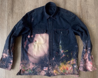 Size L  — 100% Cotton-Twill Master Paints Shirt Jacket — 8oz Fabric Weight, Dark Navy