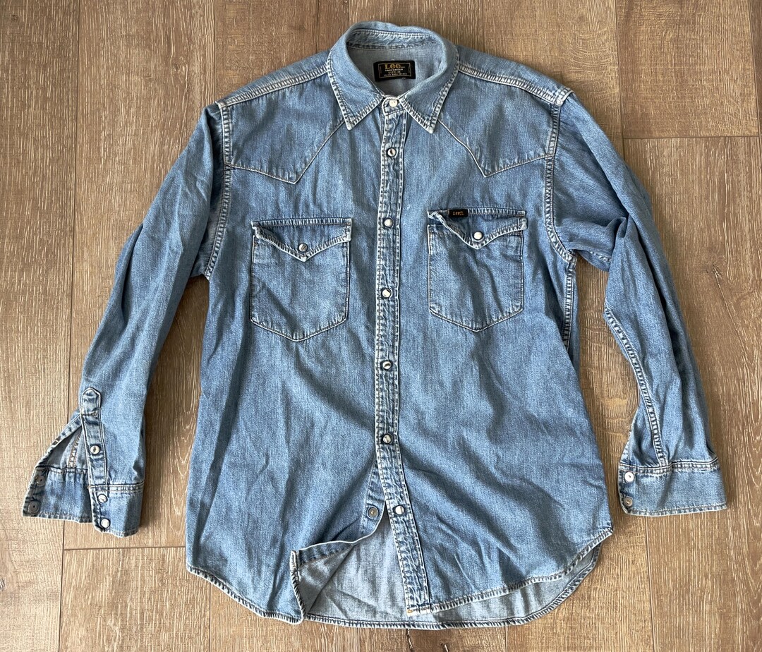 Lee 1940s Style Men's Western Shirt Blue - Made to Order
