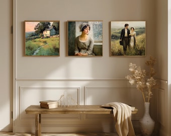 3 x Sense & Sensibility Digital Oil paintings of iconic scenes and characters | Instant download