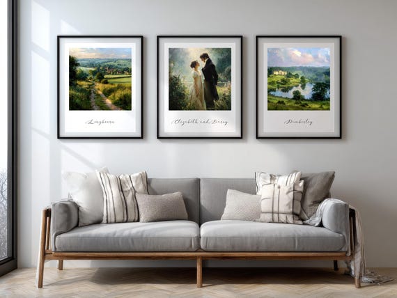 3 x Pride & Prejudice Digital Oil paintings of iconic scenes and characters | Instant download
