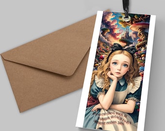 Alice in Wonderland Greetings Card with Bookmark Surprise!