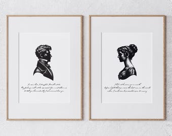 Orgullo y prejuicio: siluetas de Darcy y Elizabeth (descarga digital A4)