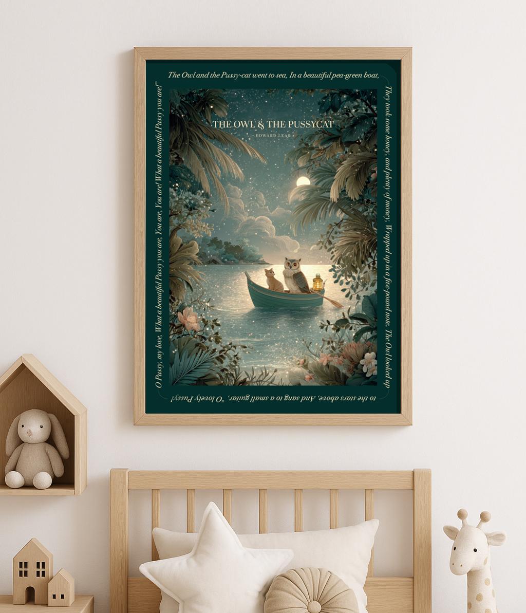 The Owl & The Pussy-Cat – Literary Art Poster - A3 and A2 sizes