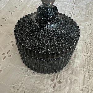 Black Glitter Resin Trinket Box – Small Decorative Jewelry Box with Removable Lid