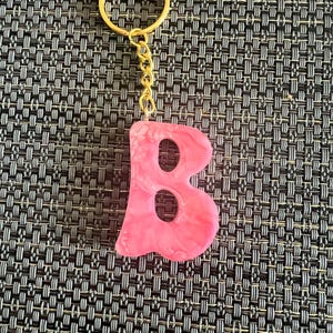 Custom Resin Initial Keychain: Handmade Bag Charm