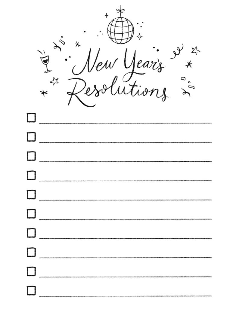 New Year's Resolution Printable List – 2025 Goal Setting Downloadable ...