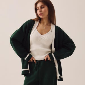 Soft Long Knitted Cardigan with Buttons – Lightweight Cotton Sweater for Fall Layering, Relaxed Fit Minimalist Sweater for Every Day Wear