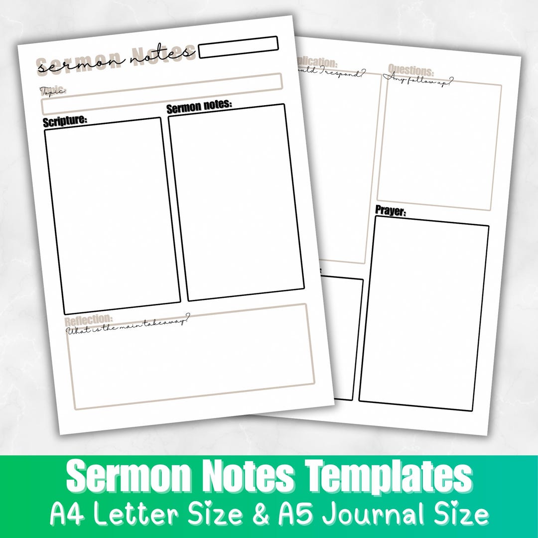 Sermon Message Map SERMON NOTES Template | Church Note Taking Guide | Verse Mapping ...