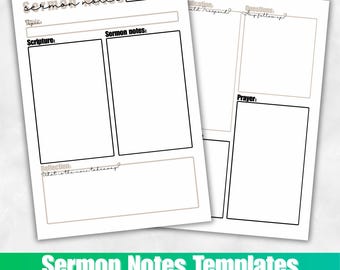 SERMON NOTES template | Church note taking guide | Verse Mapping Template | SOAP Study | Printable Sermon Notes | Digital Sermon Note Taking
