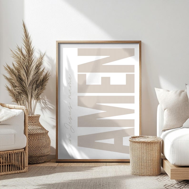 AMEN Minimalist Jesus Typography Poster | Digital in Jesus Name Poster ...