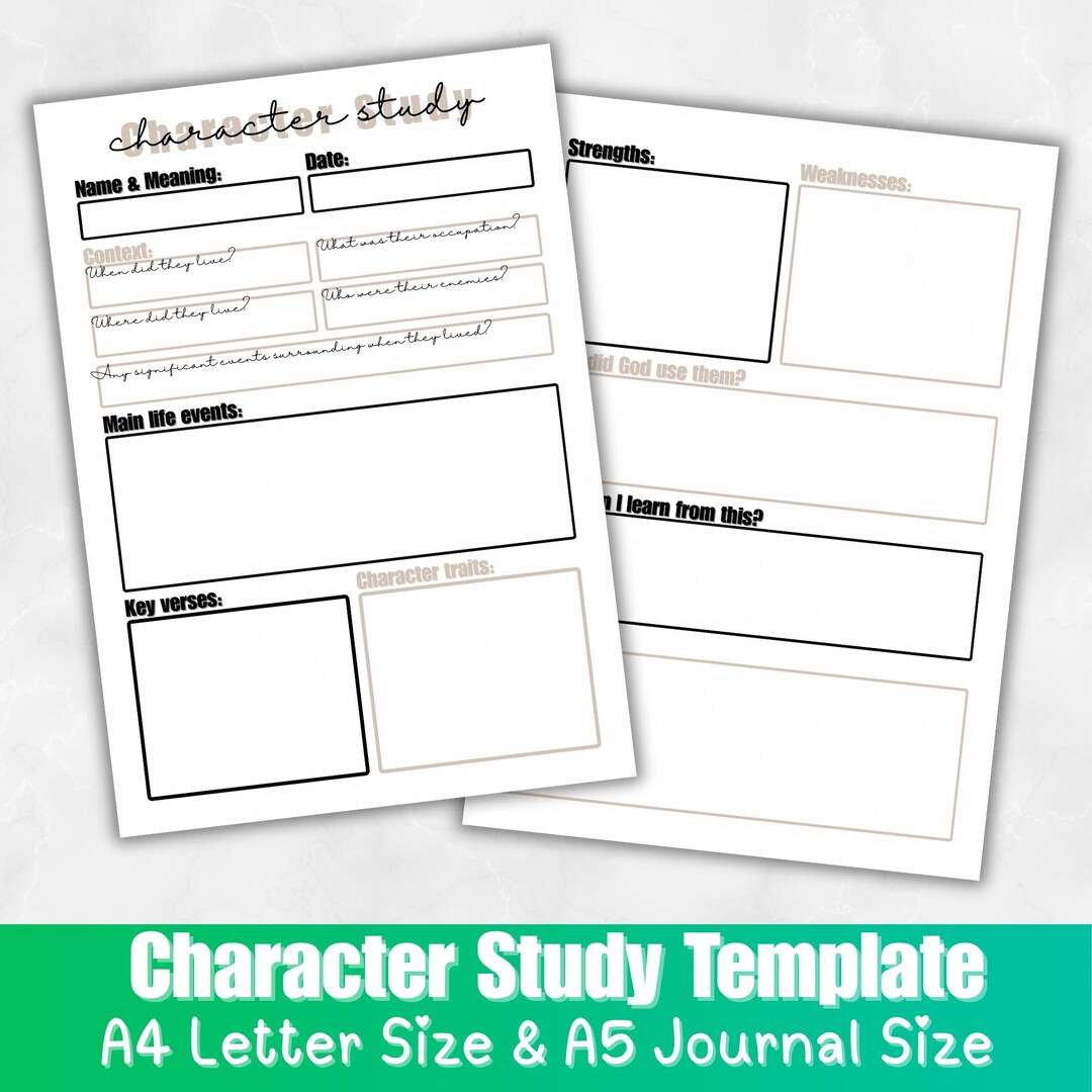 Bible Character Study Template | Printable Bible Character Study Guide ...