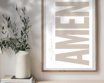 AMEN Minimalist Jesus Typography Poster | Digital In Jesus Name Poster | Christian Wall Art | Religeous Wall Decor | Amen Christian Wall Art