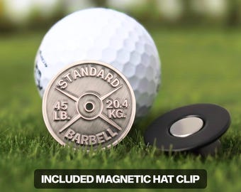 Marcador de bolas de golf con barra de pesas y clip magnético para gorra de 1,5 pulgadas - Regalo de golf navideño, accesorio de golf para novio, detalle para marido