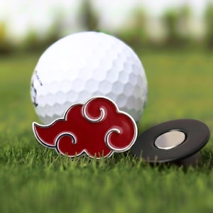 Marcador de Bola de Golfe Anime Nuvem Vermelha com Clipe Magnético para Boné 3,8 cm - Acessório de Golfe para Namorado, Presente de Golfe para Marido