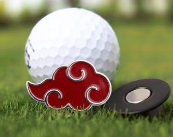 Marcador de pelotas de golf con diseño de nube roja estilo anime con clip magnético para gorra de 3,8 cm (1,5") - Accesorio de golf para novio, regalo de golf para esposo