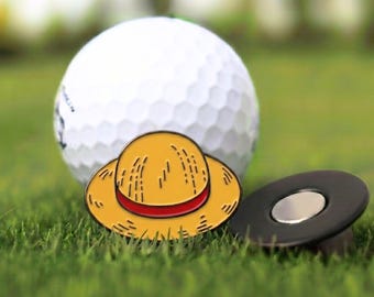 Marcador de pelotas de golf con forma de sombrero de Luffy con clip magnético para sombrero de 3,8 cm (1,5") - Accesorio de golf para novio, regalo de golf para marido