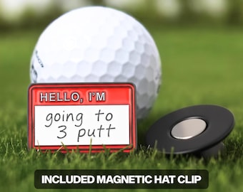 Marcador de pelota de golf divertido con forma de "Hola" y clip magnético para gorra de 1.5" - Regalo de Navidad para golfistas, accesorio de golf para novio, detalle para marido golfista