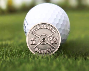 Barbell Weight Golf Ball Marker 1.5"- Father's Day Golf Gift, Boyfriend Golf Accessory, Husband Golf Stocking Stuffer
