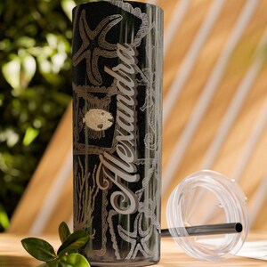 Personalized Ocean Tumbler: Sea Life Design, Coastal Gift