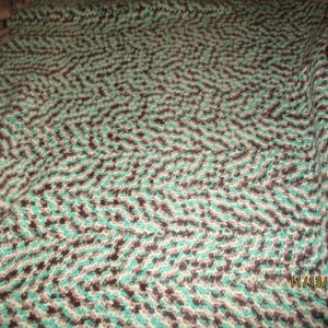 Aqua and Gray Ripple Blanket
