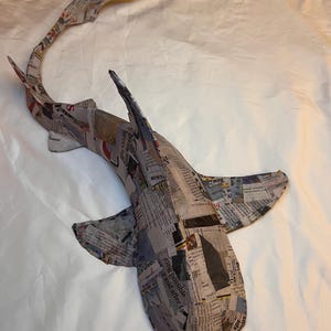 Leopard Shark Paper Machê Wall Hanging – Decoração de tubarão DIY sem pintura