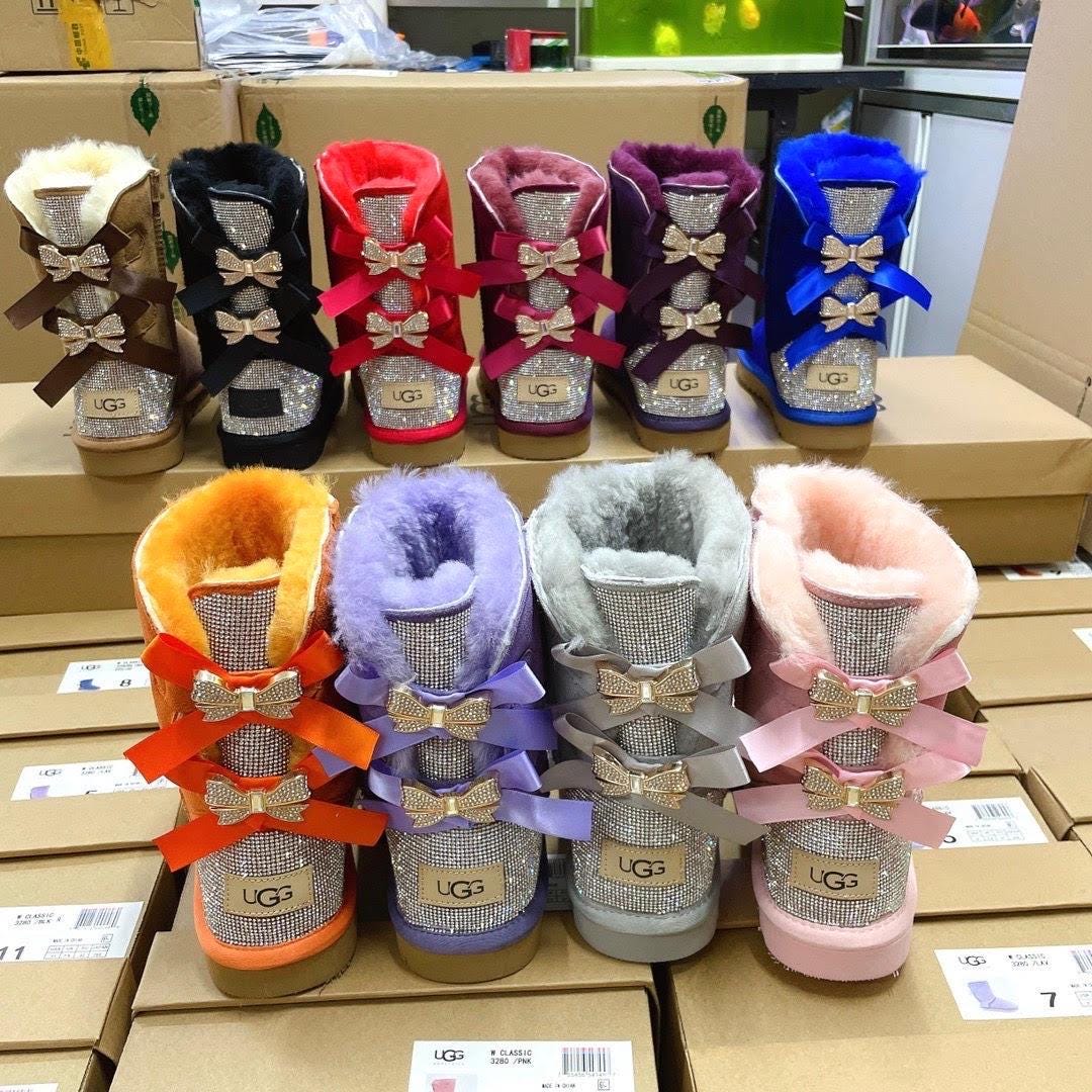 Custom Crystal Ugg-Inspired Boots – Sparkling