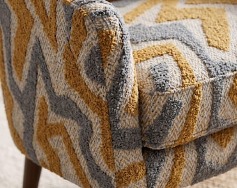 Geometric Jacquard Upholstery Fabric – Modern Textured Woven Fabric for Sofa, Chairs & Cushions – 140cm / 55" Width