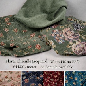 Gebloemde chenille-jacquard bekledingsstof per meter | 140 cm / 55" breed
