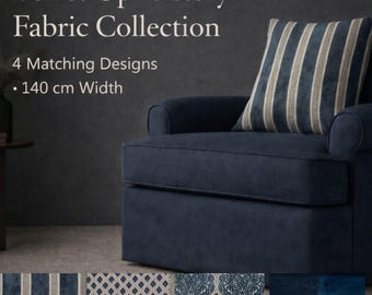 Fluweelblauwe klassieke chenille bekledingsstof | Breedte: 140 cm – 55 inch | Luxe bekledingsstof voor banken, stoelen en kussens | Verkocht per meter