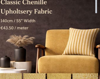 Velvet Gold Classic Chenille Upholstery Fabric|140 cm - 55 inches width upholstery fabric