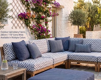 Outdoor Upholstery Fabric | Geometric Jacquard Fabric | Extra Wide 280cm / 110" | Water Repellent | Sold by the Meter