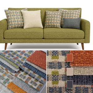 5 Colors Geometric-Plain  Jacquard Gobelin Upholstery Fabric | 150cm - 59.05 inches width Ethnic Boho Upholstery Fabric | Sold by the meter