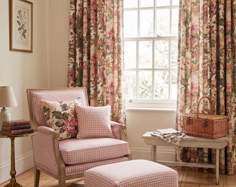 Tela con estampado floral estilo casa de campo inglesa / Tela para cortinas y tapicería / Ancho doble 280 cm / 110" / Tela estilo cottagecore por metro
