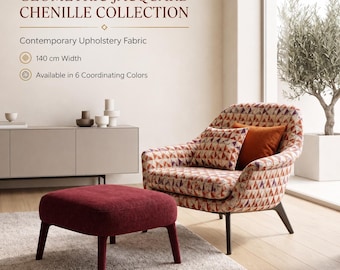 Geometric Upholstery Fabric | Abstract Jacquard Chenille Fabric | Modern Sofa & Chair Fabric | 140cm / 55" Wide | Sold by the Meter