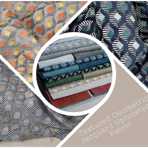 Jacquard Textured Ethnic Geometric Premium Quality Upholstery Fabric | 140cm-55&quot; Width | For sofas, ottomans, cushions | Sold by the Meter