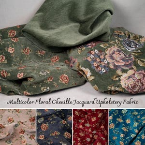 7 Colors Floral Chenille Jacquard Upholstery Fabric | 140cm /55&#39;&#39; inches Classic Decoration Fabric | 3 patterns- 8 colors /by the meter