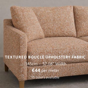 Bouclé Upholstery Fabric – Textured Furniture Fabric | 145cm / 57.08″ Width | 15 Colors | Sofa, Chair & Cushion Fabric | Sold by the Meter