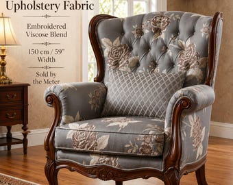 Luxury Floral Jacquard Upholstery Fabric | Elegant Embroidered Fabric for Sofas, Armchairs & Cushions | 150cm Width