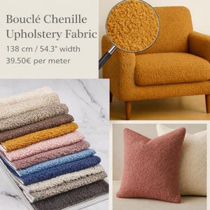 Bouclé Chenille Upholstery Fabric | 138 cm / 54.3” Wide | Sofa & Cushion Fabric | Sold by the Meter