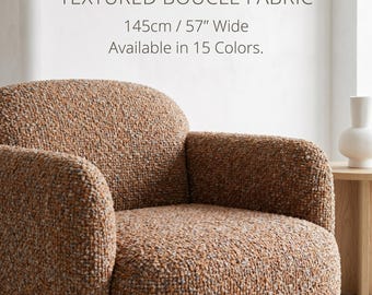 Luxury Bouclé Upholstery Fabric | Textured Woven Sofa & Chair Fabric by the Meter | Modern Cushion Fabric | 145cm / 57" Wide | 15 Colors