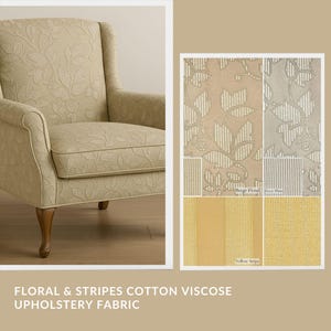 Floral & Stripes Cotton Viscose Upholstery Fabric| 138cm-54 Width Upholstery Fabric