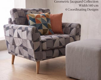 Geometric Jacquard Chenille Upholstery Fabric | Modern Upholstery Collection | 140cm Wide | Sold by the Meter